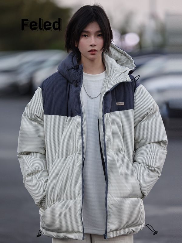 飛拉丹頓冬季潮牌國潮麵包服拼色棉服男女美式復古高街加絨外套