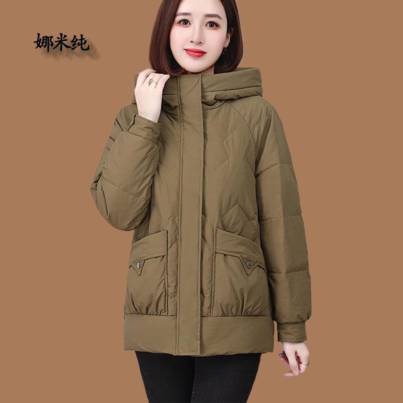 時尚寬鬆連帽棉服外套女2023冬季新款中老年媽媽加厚保暖棉衣外套