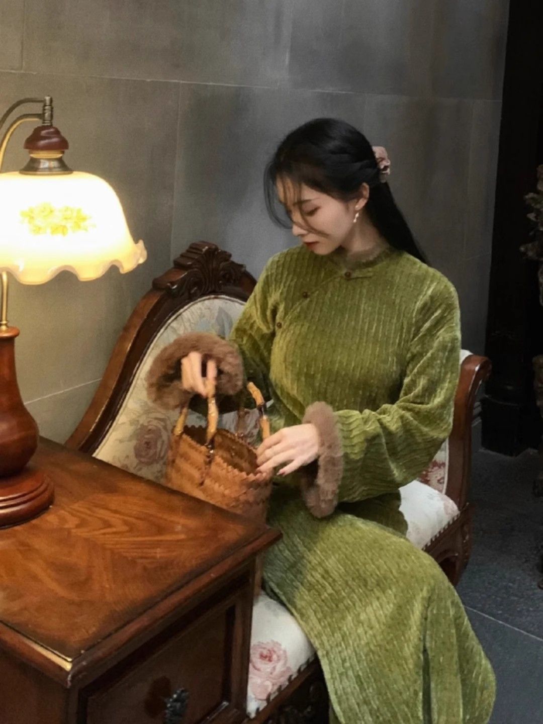 改良旗袍連衣裙女冬季加厚新中式日常少女2023年輕款國風禪意裙子