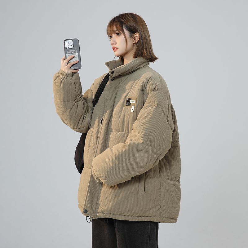 情侶裝棉服女冬季2023新款學生日系加厚麵包服美式燈芯絨棉衣外套