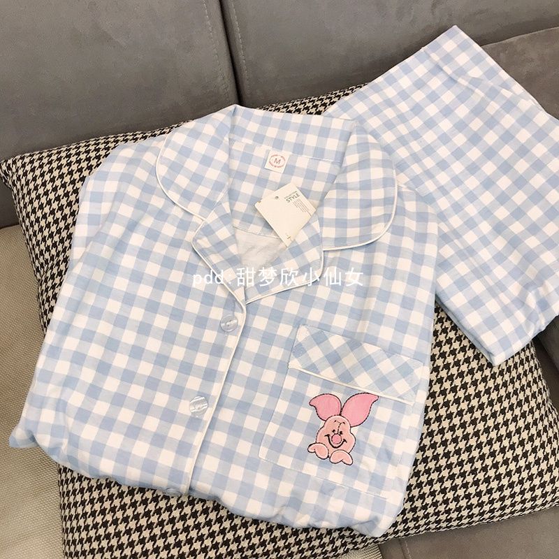 日系可愛小豬皮傑睡衣女春秋季長袖卡通ins風學生家居服套裝外穿