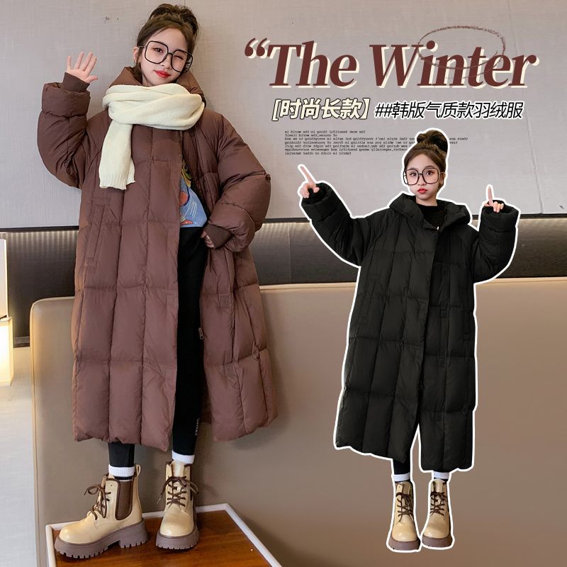 Children's Down Jacket Girls Mid-Length 2023 New Style Little Girls Winter Girls' Clothing Thickened Jacket