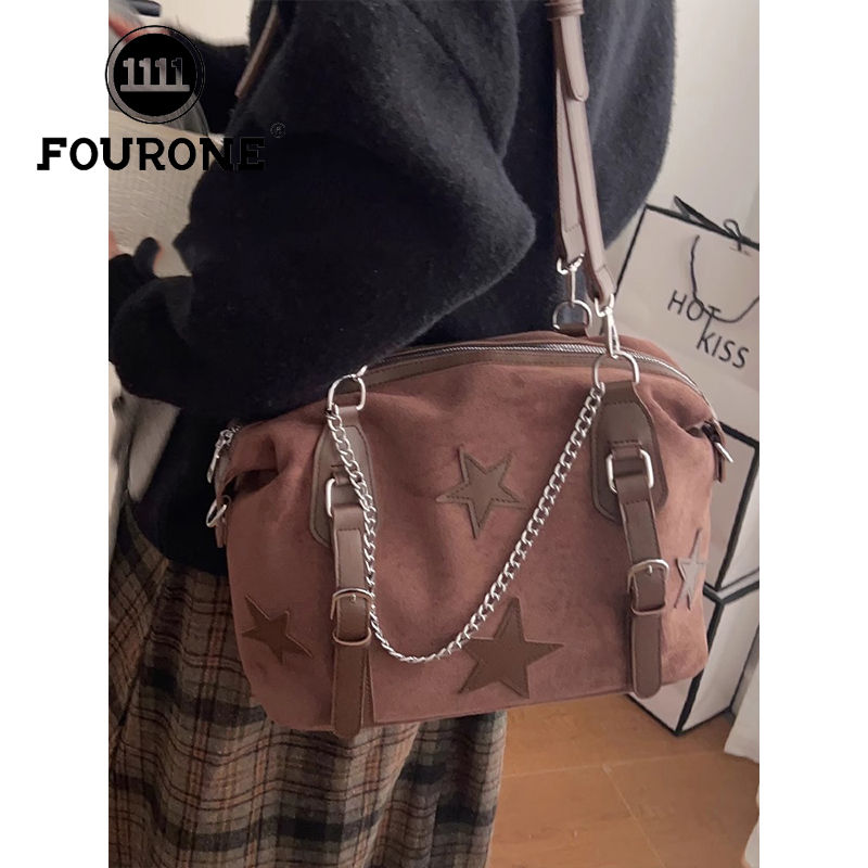 Retro Maillard high-end class bag female college student commuter handbag large capacity tote bag