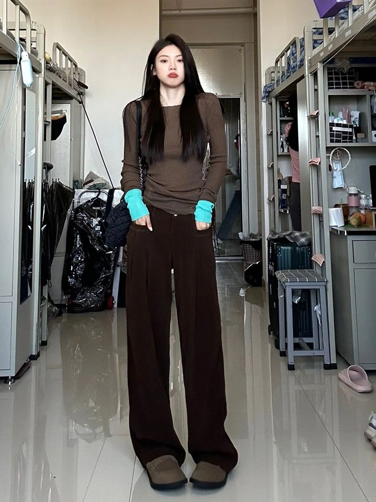 美拉德撞色坑條針織衫上衣女秋冬韓系穿搭高級感修身內搭打底毛衣