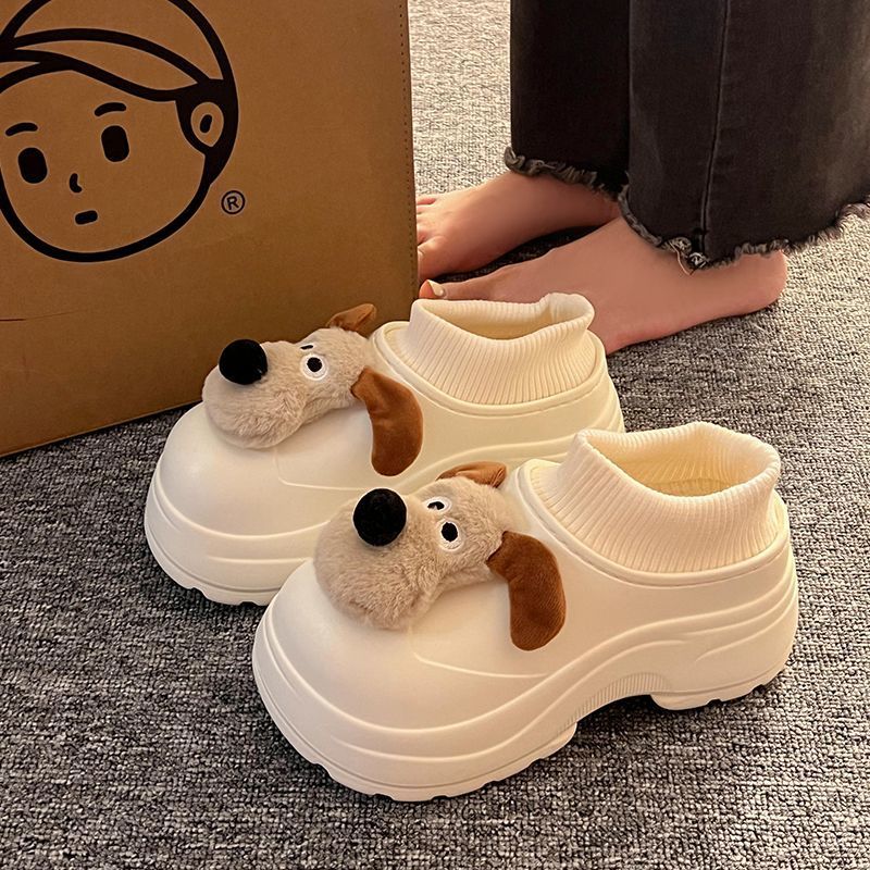 Cute doll cotton shoes for women winter outer wear warm bean shoes 2023 new style thick-soled ugly bread shoes with a poop feeling