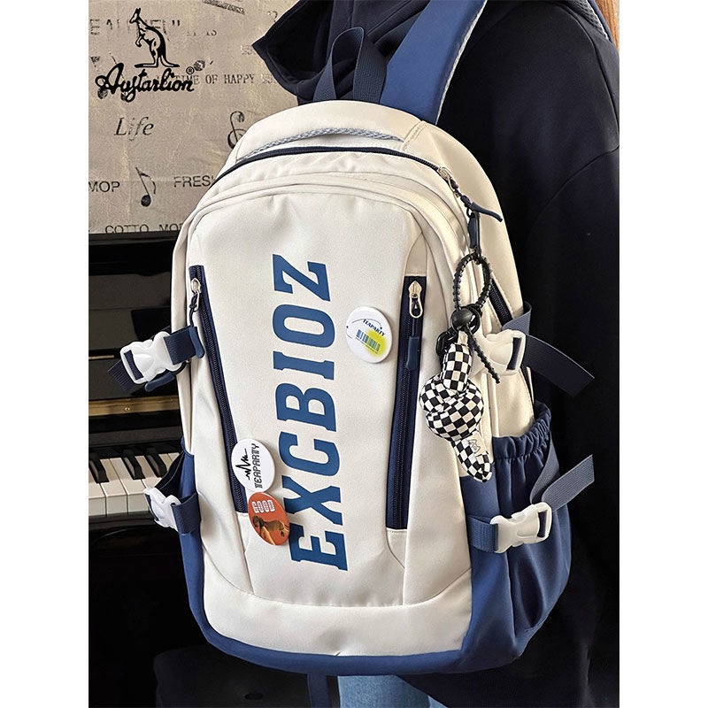 AUGTARLION American retro workwear backpack, trendy large-capacity versatile student school bag, junior high school student backpack
