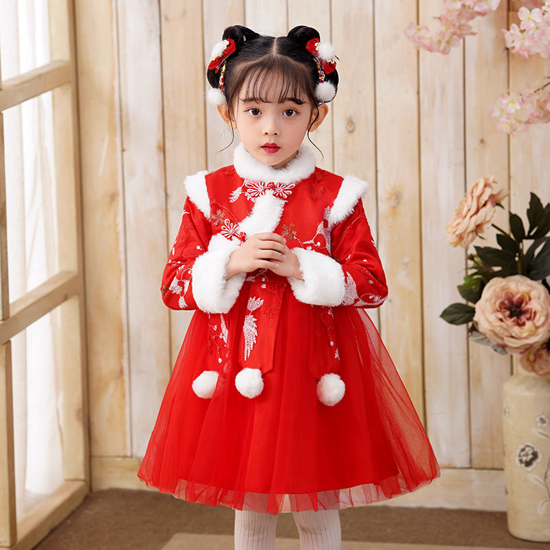 拜年服女童2024新國風龍年冬季過年禮服女寶寶衣服秋嬰兒童公主裙