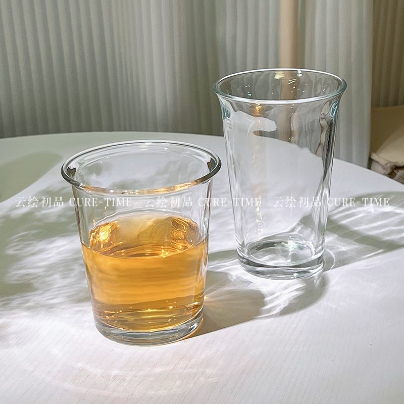 ins风复古宫廷玻璃反口杯高颜值冰美式拿铁咖啡杯饮品杯冷饮杯子