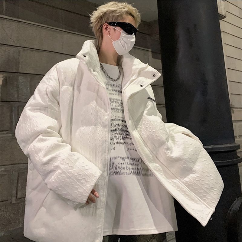 纯色立领棉衣男冬季2023新款百搭简约外套高街美式青少年保暖棉服