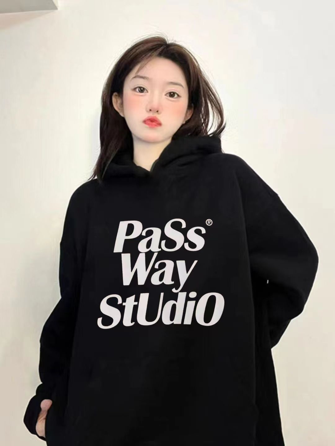 美式秋冬款小眾設計感連帽衛衣女oversize情侶款加絨加厚潮牌上衣