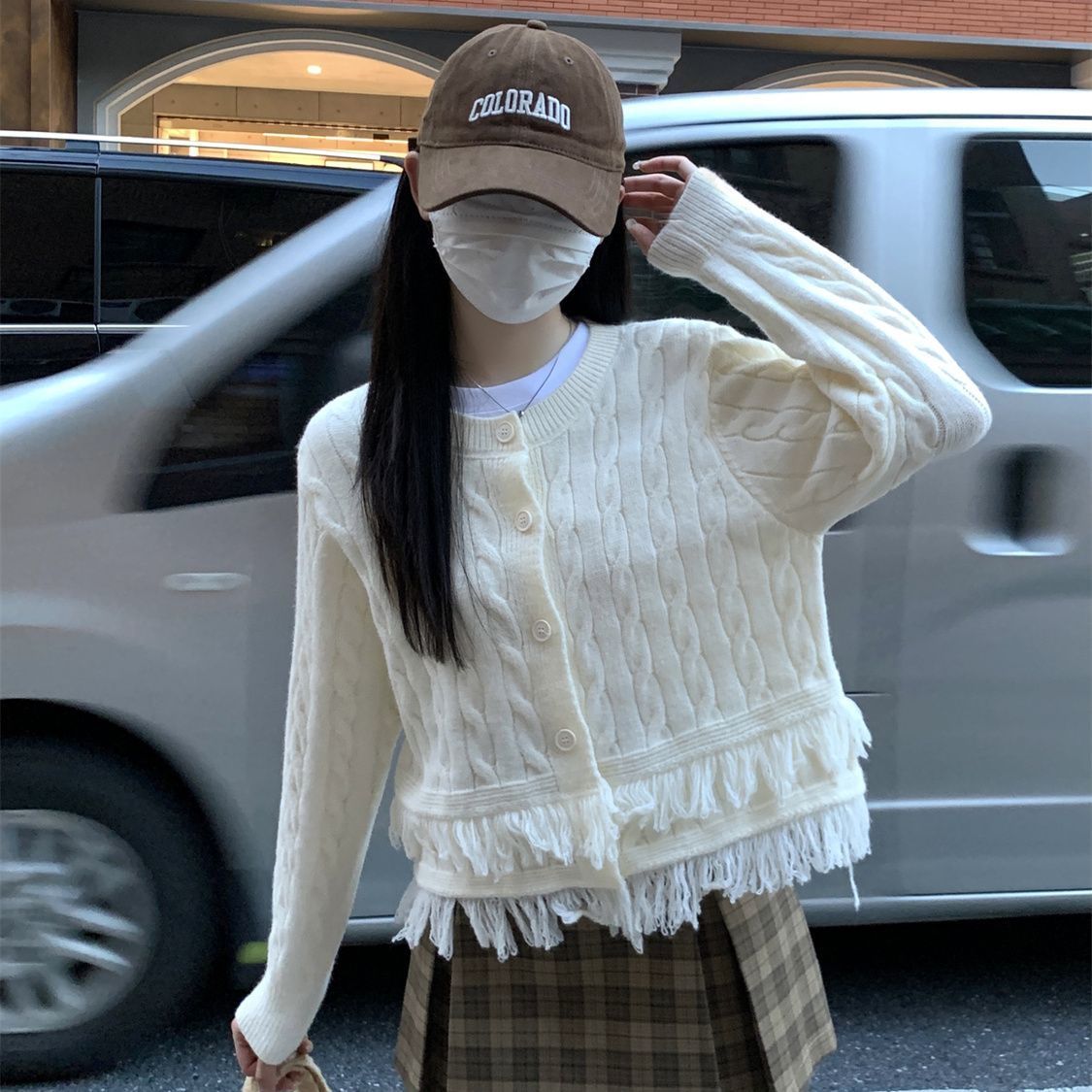 23INS小香風秋冬韓版氣質流蘇麻花設計感百搭針織開衫毛衣女外套
