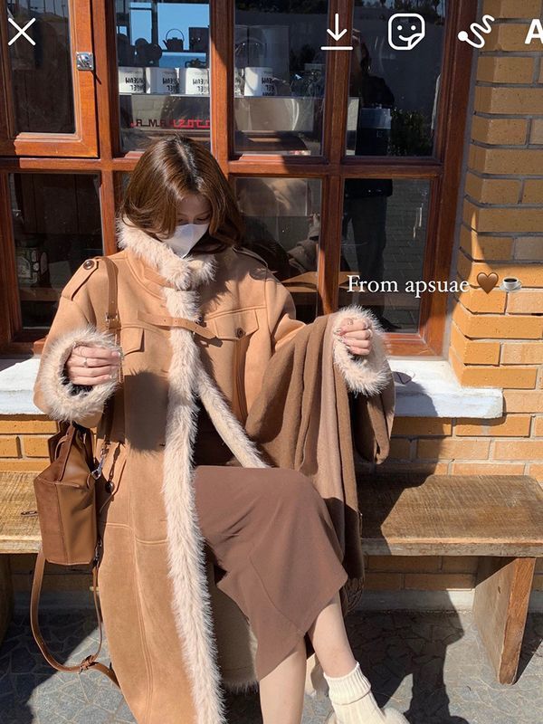 Fur one-piece fur coat for women 2023 new winter Korean style thickened plush long sherpa coat