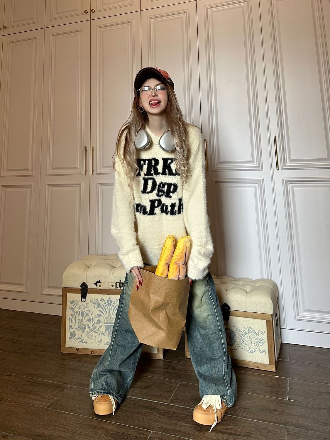 美式hiphop慵懶風設計感毛衣外套女冬季加厚高級感軟糯針織衫上衣