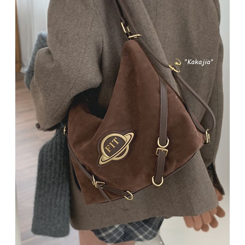 Maillard Retro Large Bag Women's Autumn and Winter  New Trendy Korean Frosted Tote Bag Large Capacity Backpack
