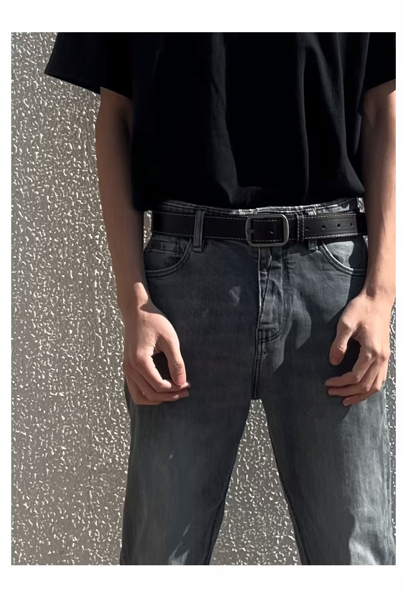 Mångsidig Instagram Korean Edition Young Boys Jeans Trendiga Nålknapp Modebälte Student Män_voghion.com