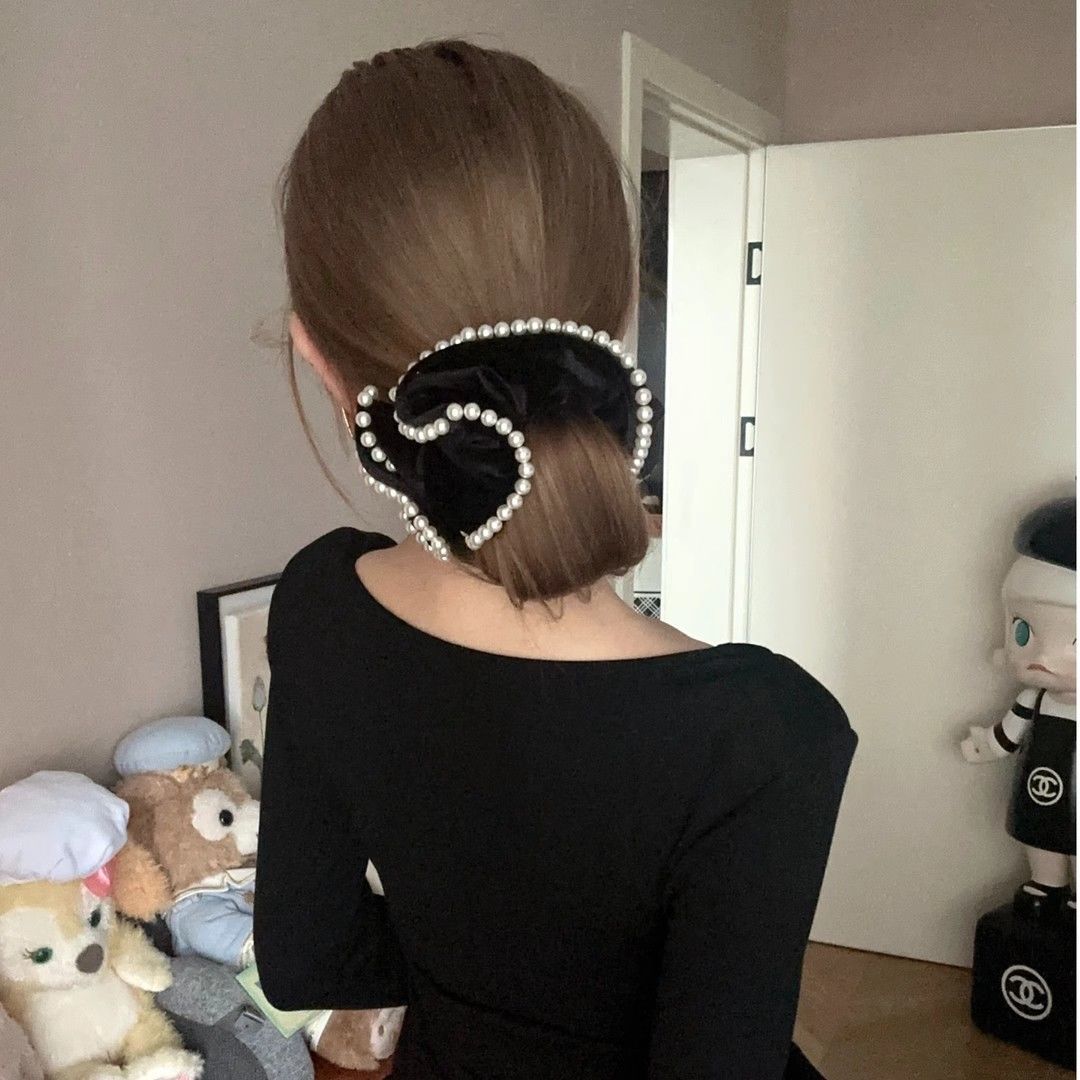 Velvet Retro Pearl Headband Large Intestine Hair Accessories Hairband Advanced  Temperament New French Style Ponytail