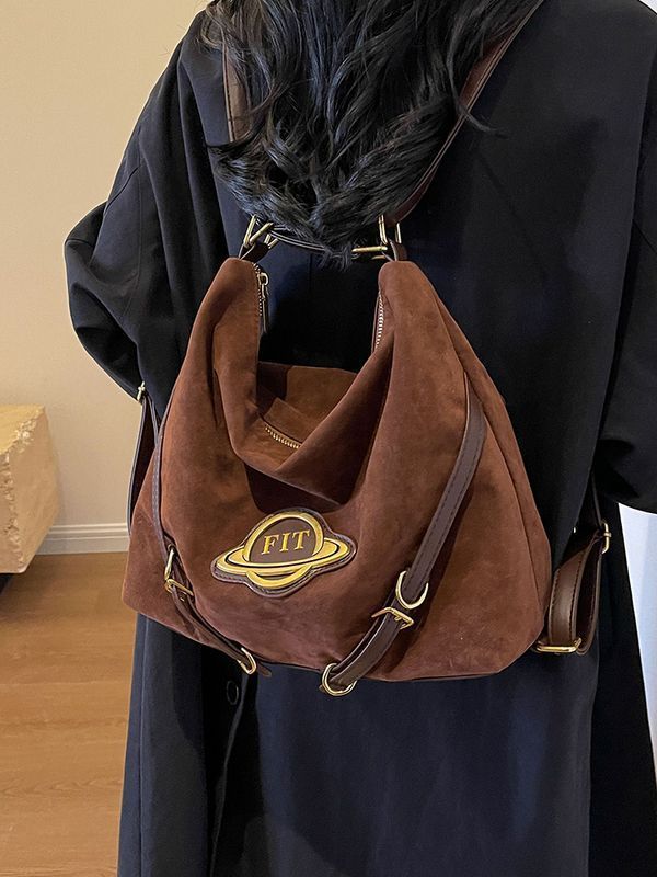 Autumn and winter textured suede large bag 2023 new retro frosted backpack versatile women's shoulder tote bag