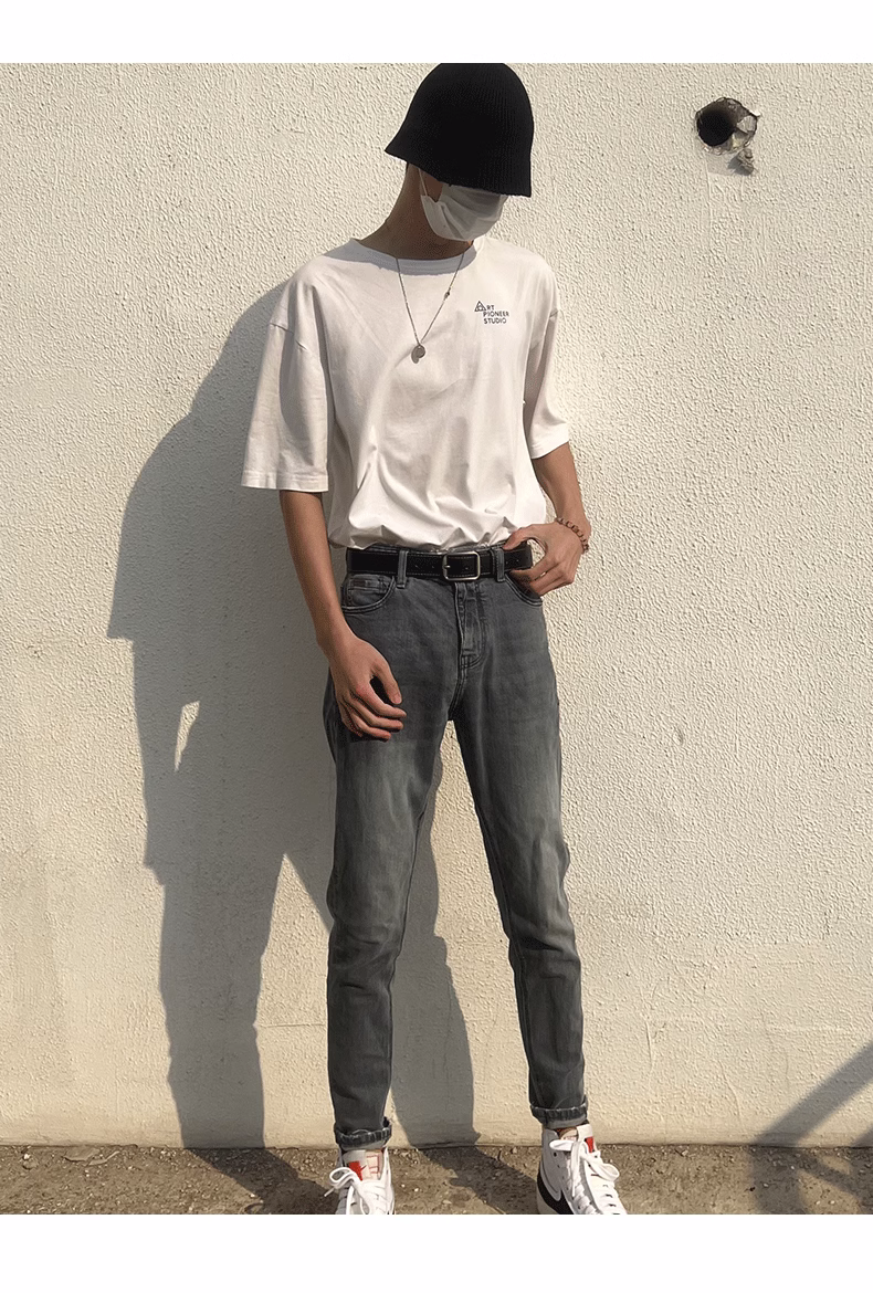 Mångsidig Instagram Korean Edition Young Boys Jeans Trendiga Nålknapp Modebälte Student Män_voghion.com