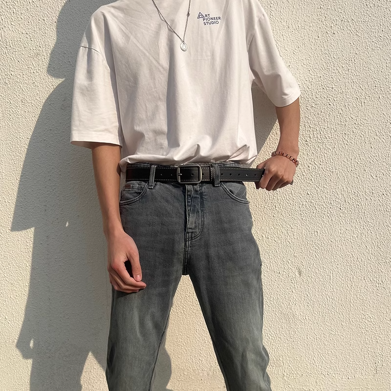 Mångsidig Instagram Korean Edition Young Boys Jeans Trendiga Nålknapp Modebälte Student Män_voghion.com