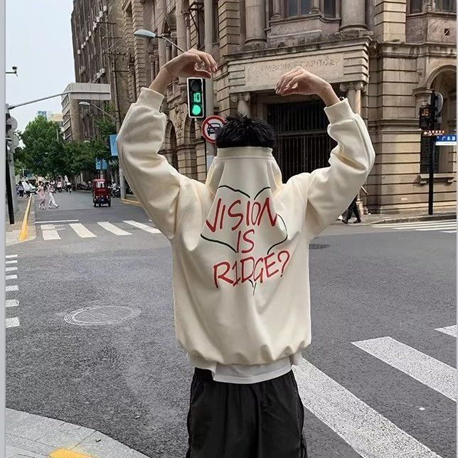原創美式復古街頭潮牌字母印花圓領衛衣男女套頭休閒秋冬季新款