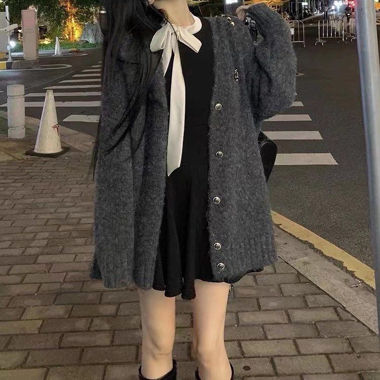 跨年新年過年戰袍黑色大碼小香連衣裙子女秋冬新款長袖赫本風長裙