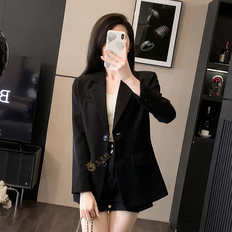 Black suit jacket for women spring and autumn 2024 new temperament casual high-end small loose slim suit