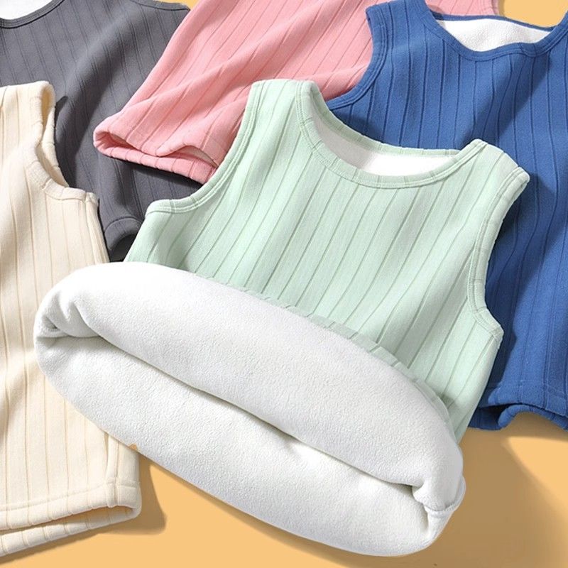 Autumn and winter bottoming boys' vests, children's velvet thickened vests, baby girls, warm and close-fitting inner wear, children's pullovers