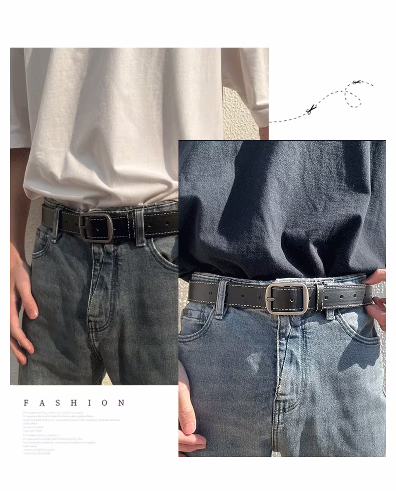 Mångsidig Instagram Korean Edition Young Boys Jeans Trendiga Nålknapp Modebälte Student Män_voghion.com