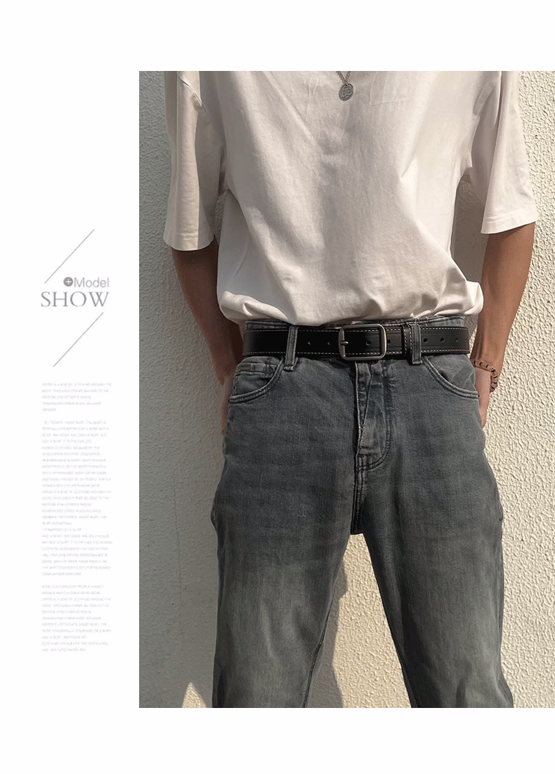 Mångsidig Instagram Korean Edition Young Boys Jeans Trendiga Nålknapp Modebälte Student Män_voghion.com