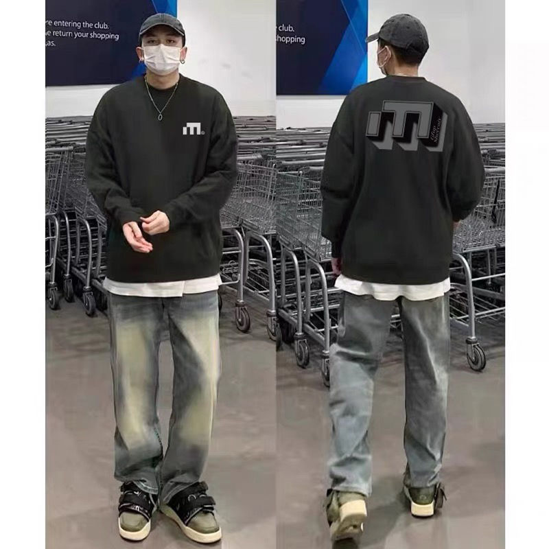 美式復古衛衣秋冬季男士新款圓領加絨加厚潮牌oversize重磅上衣男
