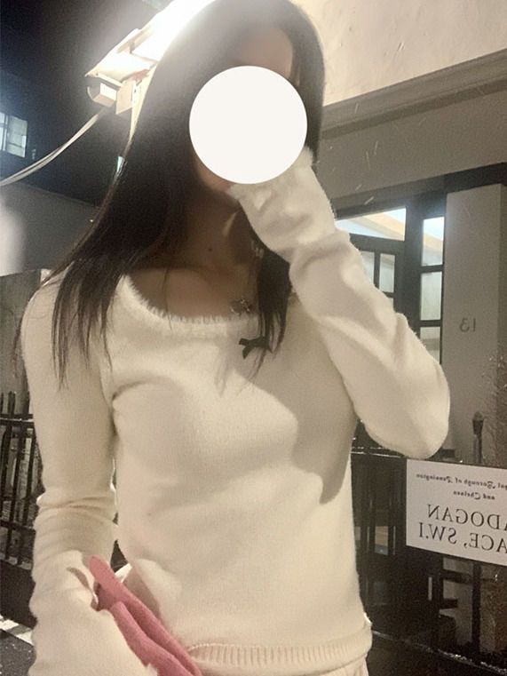蝴蝶結毛衣女2023新款秋冬套頭短款長袖衫上衣內搭打底衫
