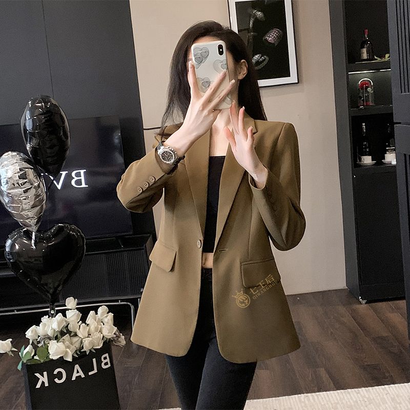 Black suit jacket for women spring and autumn 2024 new Korean style design temperament casual long-sleeved small suit top for women