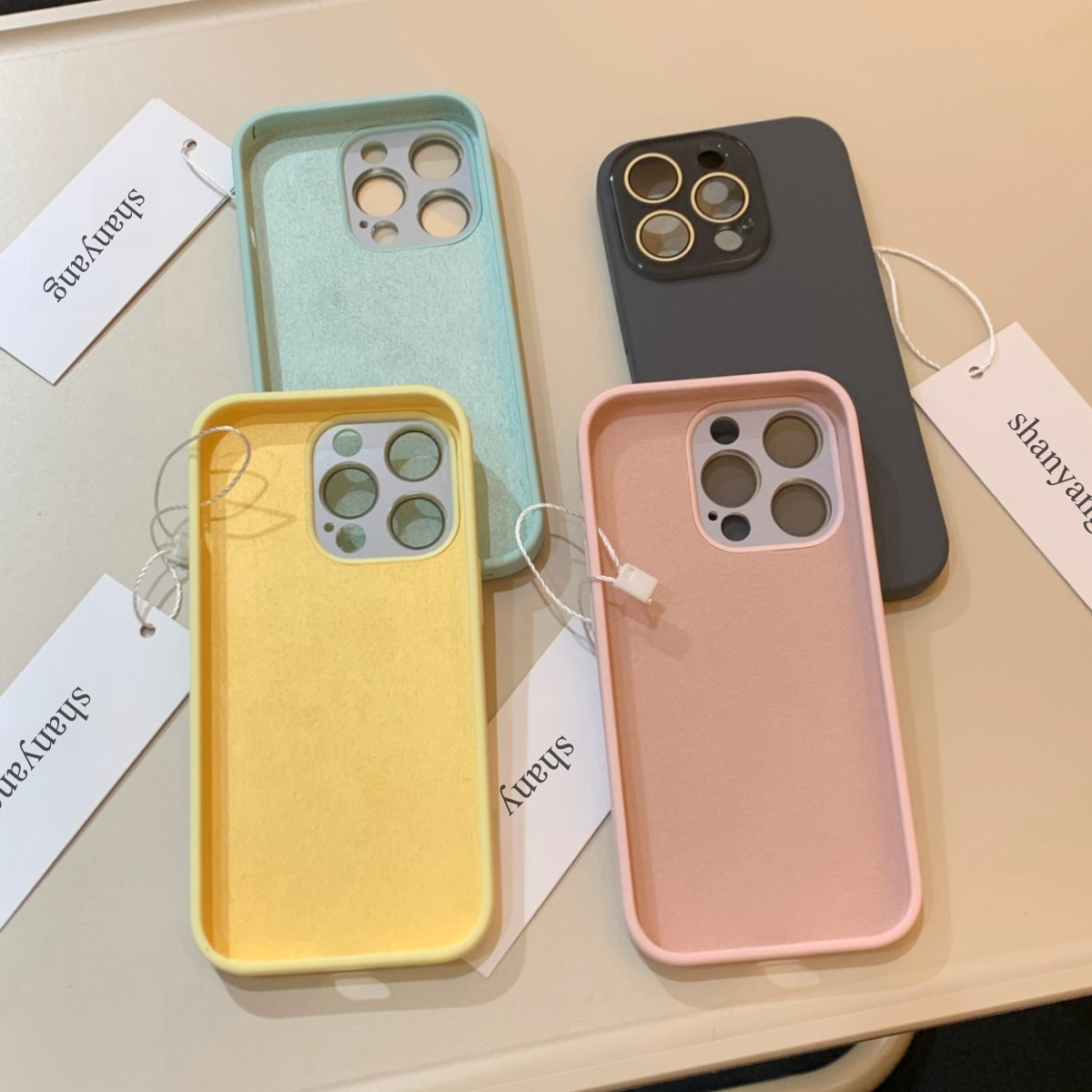 Ins light green liquid silicone 15 Promax phone case simple iPhone 14/13 skin feel matte soft_voghion.com