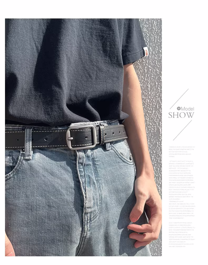 Mångsidig Instagram Korean Edition Young Boys Jeans Trendiga Nålknapp Modebälte Student Män_voghion.com