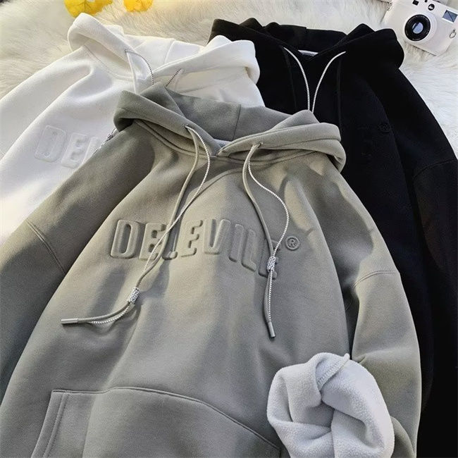 法式慵懶風衛衣男oversize連帽重磅秋冬季潮牌美式加絨加厚外套