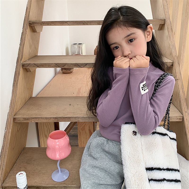 Girls pure cotton bottoming shirt half turtleneck autumn and winter new children's clothing mid-collar inner top baby long-sleeved T-shirt