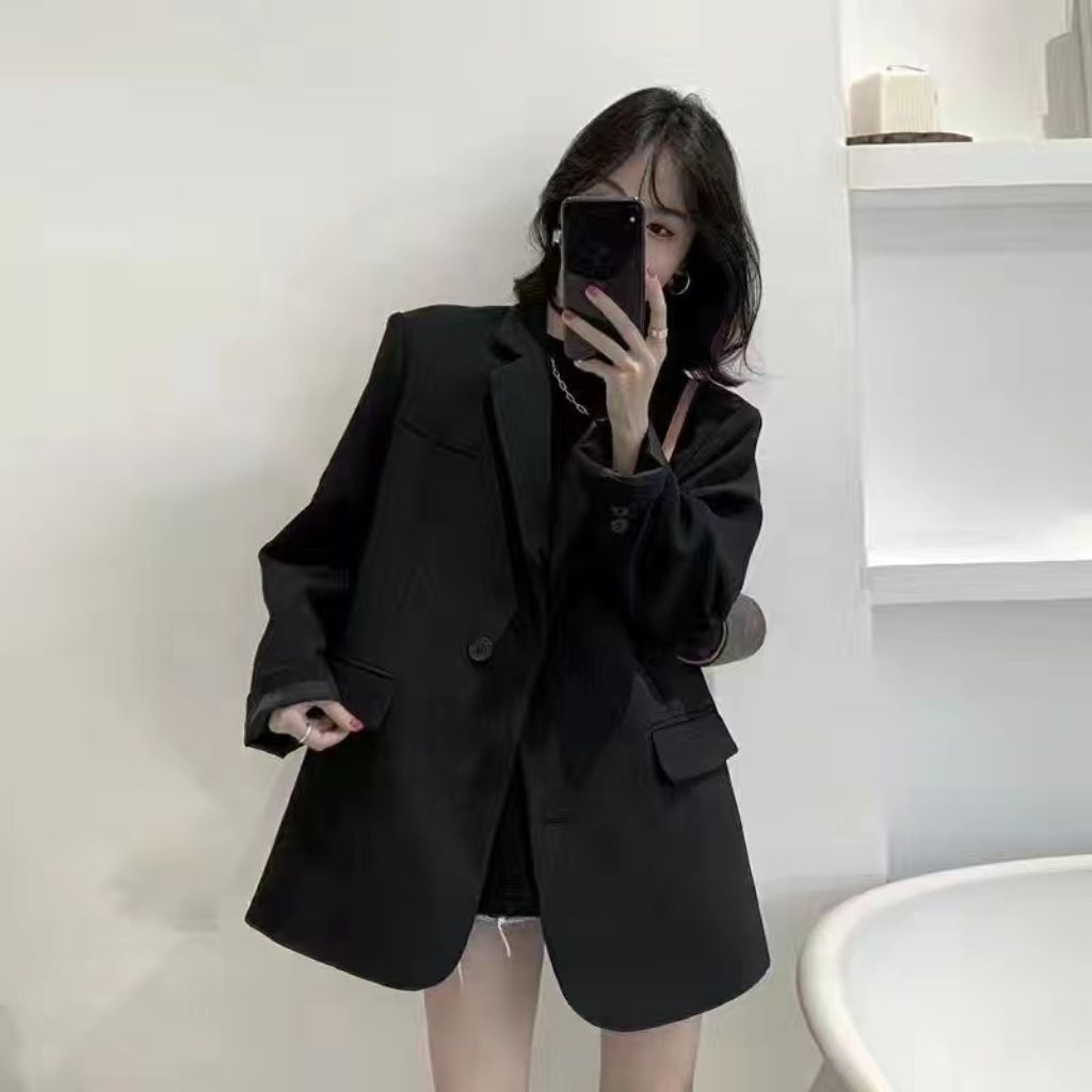 黑色小西裝外套女西服上衣休閒2023春秋新款韓版厚款小個子高級感