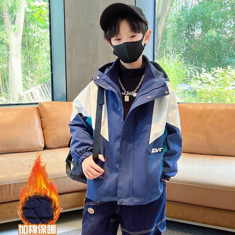 男童衝鋒衣三合一可拆卸秋冬季新款中大童冬裝派克服加絨加厚外套