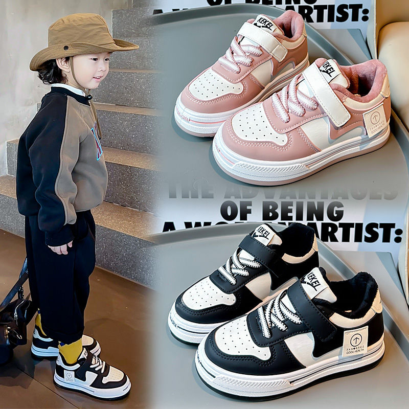 裘蓝朵女童运动鞋2023秋冬季韩版幼儿园儿童板鞋洋气休闲二棉鞋子
