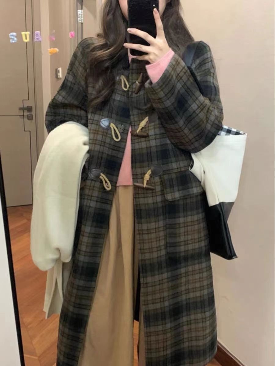 Woolen coat for women  autumn and winter new style small fragrance Korean style Hepburn style high-end temperament thickened woolen coat