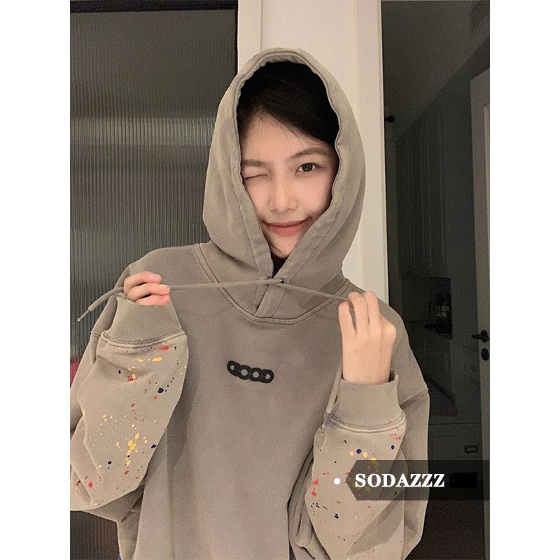 SODAZZZ Maillard hooded sweatshirt women's autumn and winter new design American loose silver fox velvet thickened top
