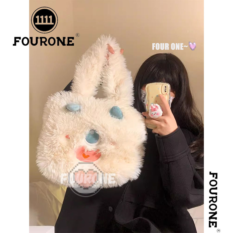 Little Monster Plush Bag Women's Cute Large Capacity Student Handbag Commuting Shoulder Storage Bag