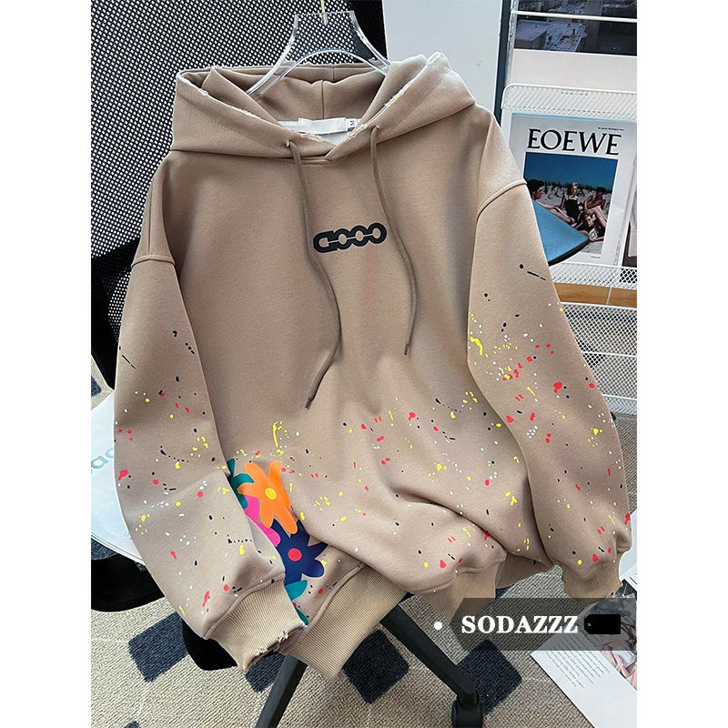 Chen Dayu Maillard hooded sweatshirt autumn and winter new silver fox velvet thickened niche loose slimming loose top