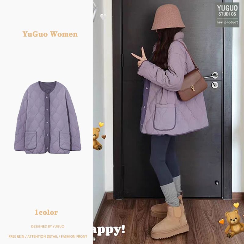 小個子短款棉服女冬季高級感超好看韓系穿搭菱格棉衣麵包服外套潮