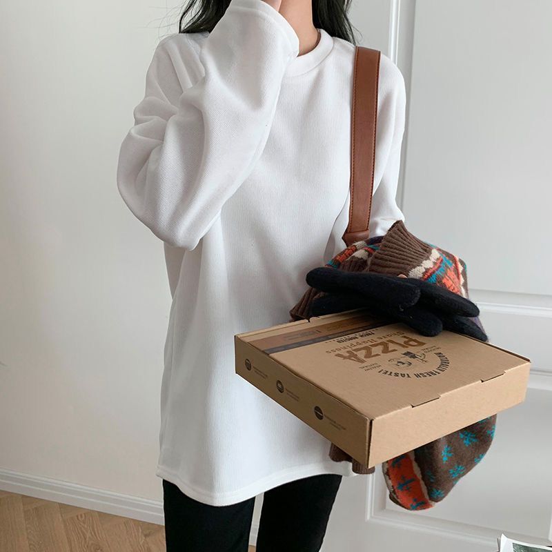 高級感德絨白色2023年新款秋冬白色加絨打底衫女圓領長袖t恤內搭