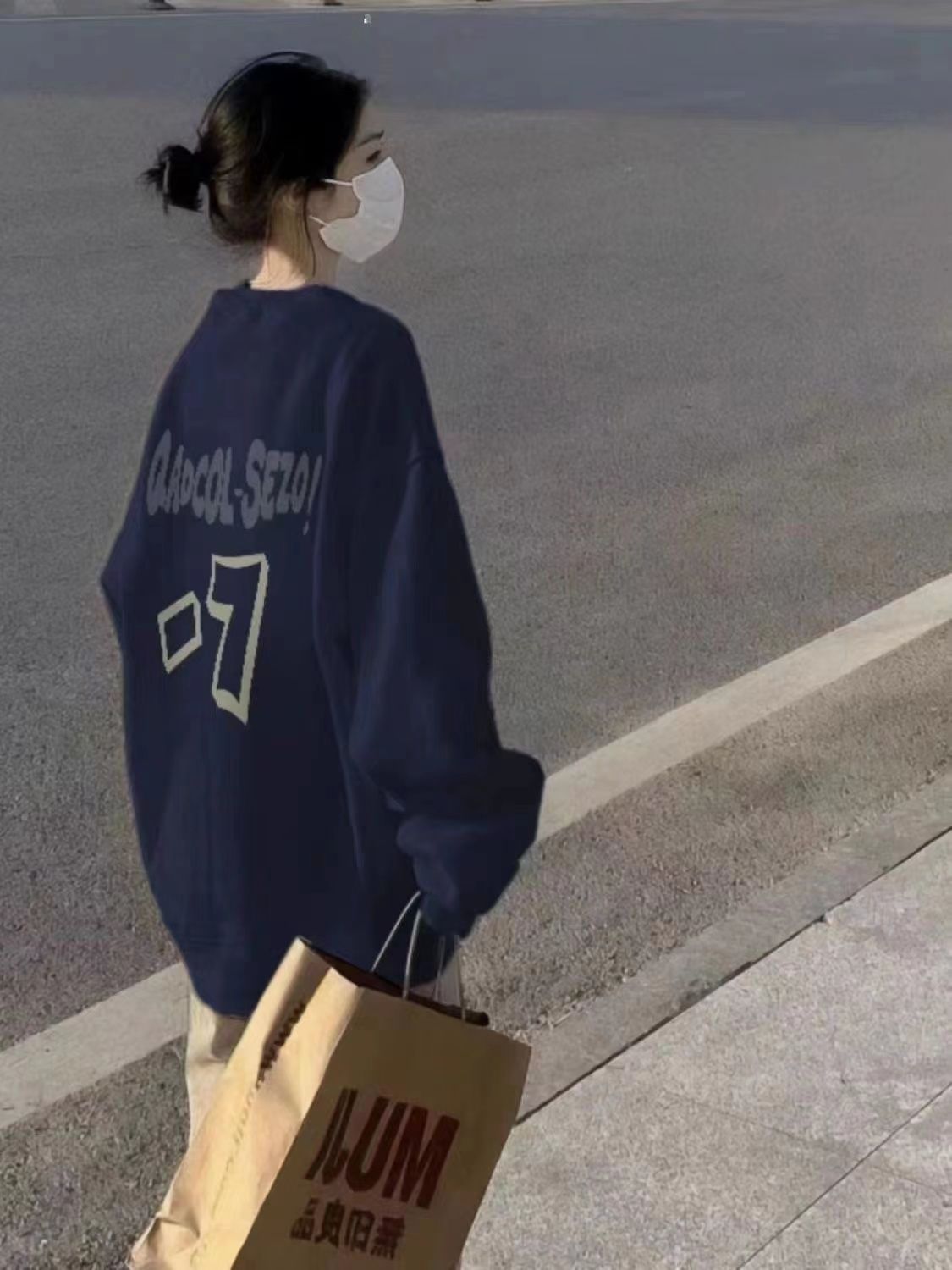 春秋季薄款加絨圓領衛衣女學生外穿小眾高級感寬鬆百搭顯瘦印花潮