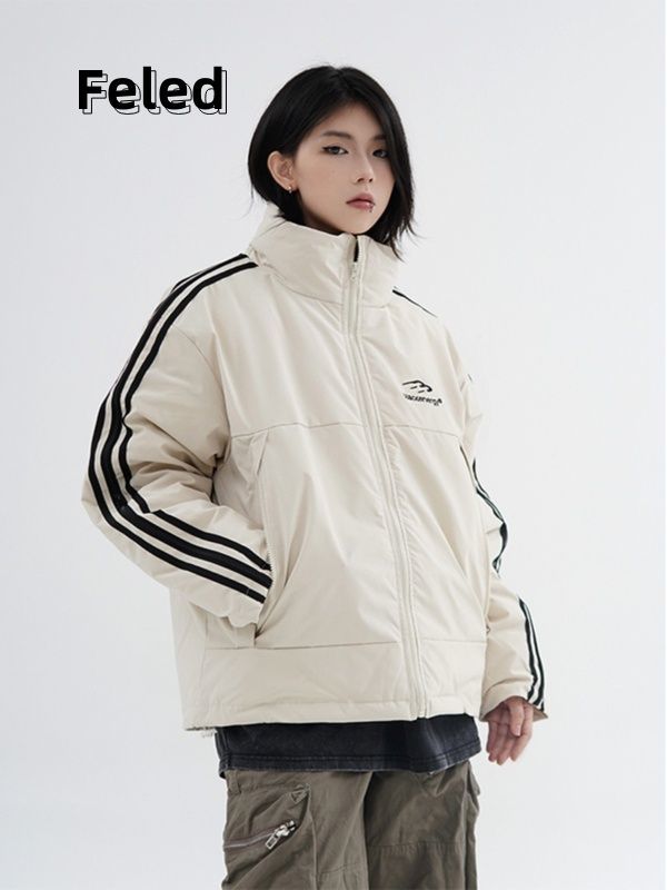 飛拉丹頓美式復古潮牌棉服男女麵包服冬季高街寬鬆加厚情侶上衣