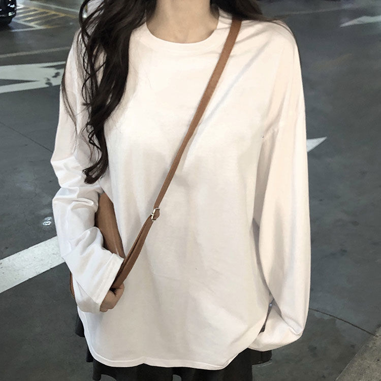 德絨長袖t恤女春秋常規款寬鬆小眾韓版內搭上衣打底衫加絨加厚冬