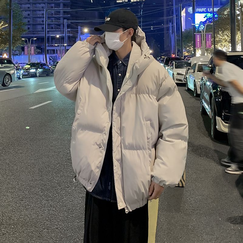 美式潮牌慵懶風冬季連帽棉衣男女同款加厚保暖寬鬆百搭麵包服棉服