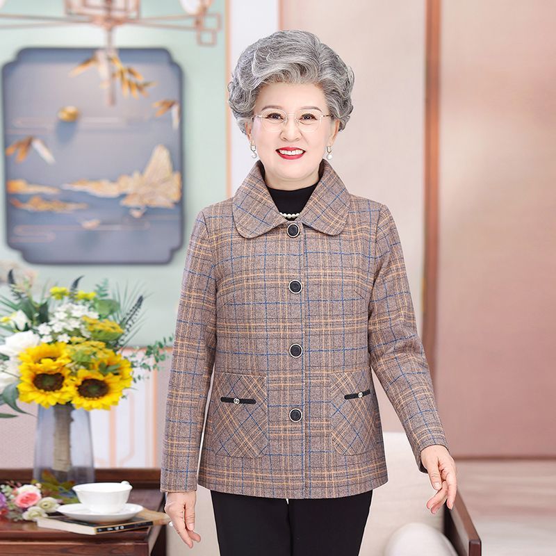 中老年外套媽媽外套秋冬款外套媽媽衣服太太春秋款外穿有口袋外套